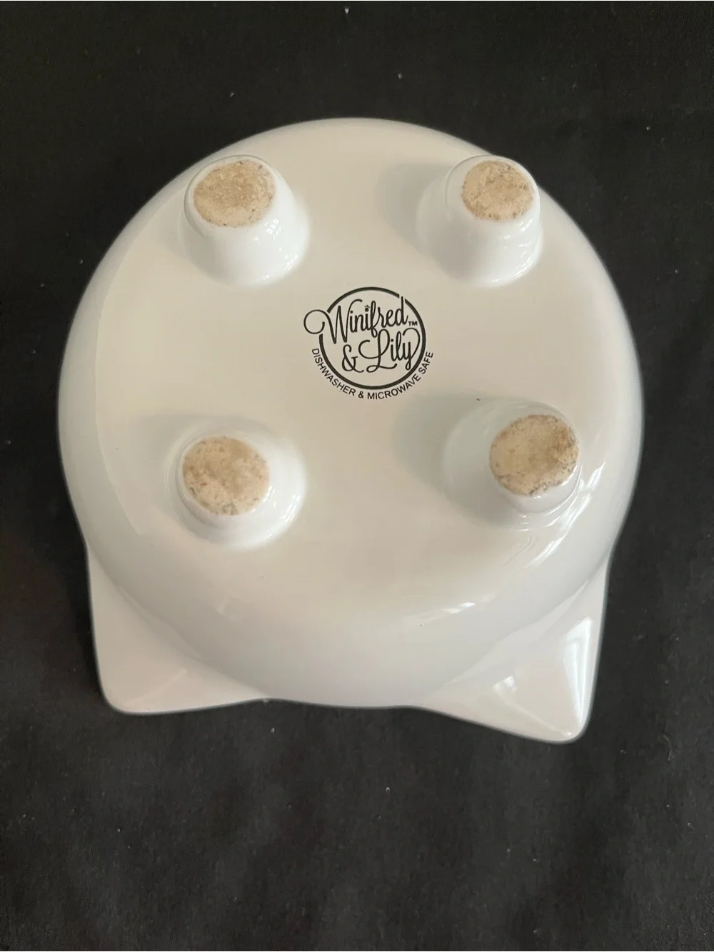 Ceramic Cat Ear Bowl in White with Pink Accents - Meow Pet Dish